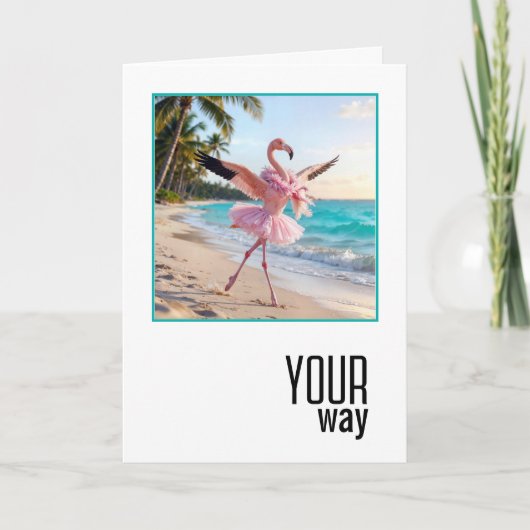Flamingo met roze tutu die jarig is kaart (Voorkant)