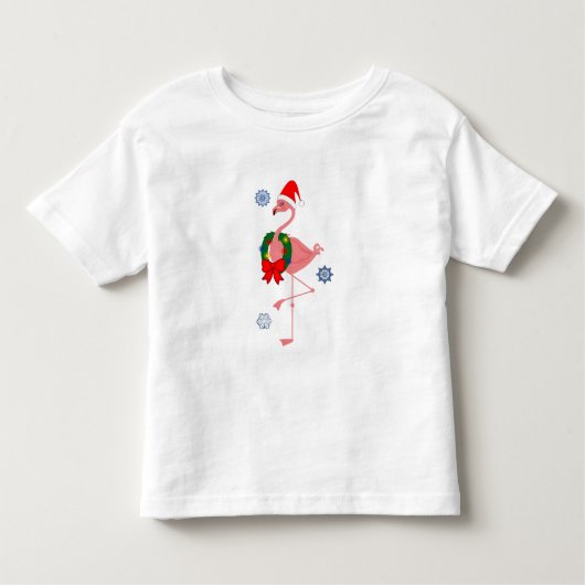 Flamingo met Santa Hat en kerstmis Kinder Shirts (Voorkant)