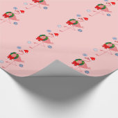 Flamingo met Santa Hat en Wreath Cadeaupapier (Hoek)