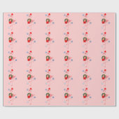 Flamingo met Santa Hat en Wreath Cadeaupapier (Vlak)