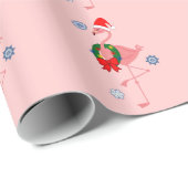 Flamingo met Santa Hat en Wreath Cadeaupapier (Rol Hoek)
