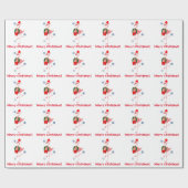 Flamingo met Santa Hat en Wreath Merry Kerstmis Cadeaupapier (Vlak)