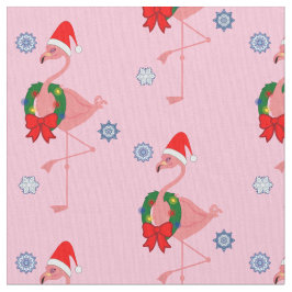 Flamingo met Santa Hat en Wreath Stof