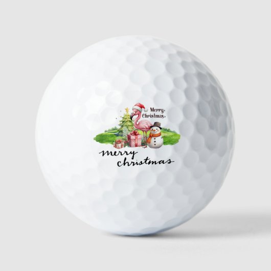 Flamingo met Santa Hat Golfballen (Voorkant)