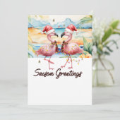 Flamingo met Santa Hat uit Florida Feestdagenkaart (Staand voorkant)