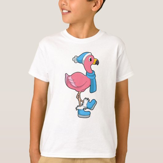 Flamingo met Scarf en Pet T-shirt (Voorkant)