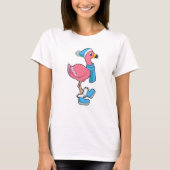 Flamingo met Scarf en Pet T-shirt (Voorkant)
