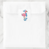 Flamingo met Scarf en Pet Vierkante Sticker (Tas)