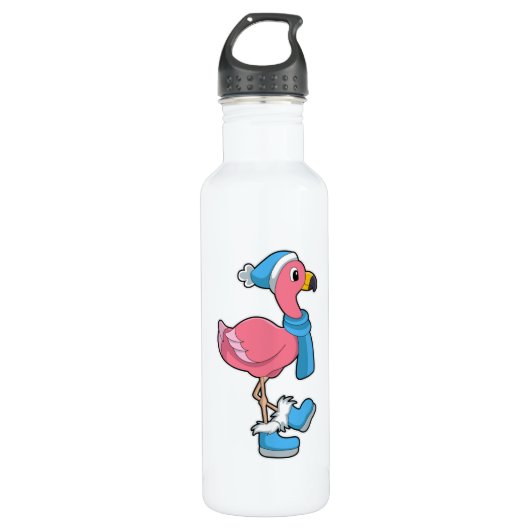 Flamingo met Scarf en Pet Waterfles (Voorkant)