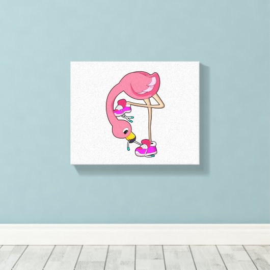 Flamingo met schoenen canvas afdruk (Insitu (Houten vloer))