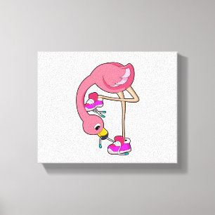 Flamingo met schoenen canvas afdruk