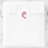 Flamingo met schoenen ronde sticker (Tas)