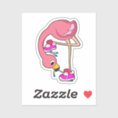 Flamingo met schoenen sticker (Vel)