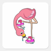 Flamingo met schoenen vierkante sticker (Voorkant)