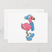 Flamingo met sjaal en hoed briefkaart (Voorkant / Achterkant)