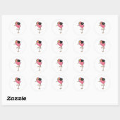 Flamingo met Umbrella Ronde Sticker (Vel)