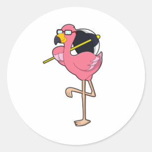 Flamingo met Umbrella Ronde Sticker