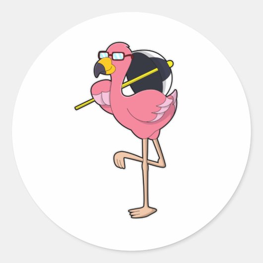 Flamingo met Umbrella Ronde Sticker (Voorkant)