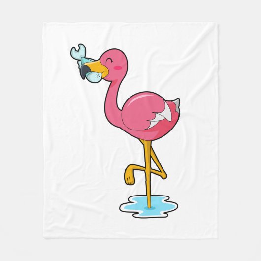Flamingo met vis fleece deken (Voorkant)