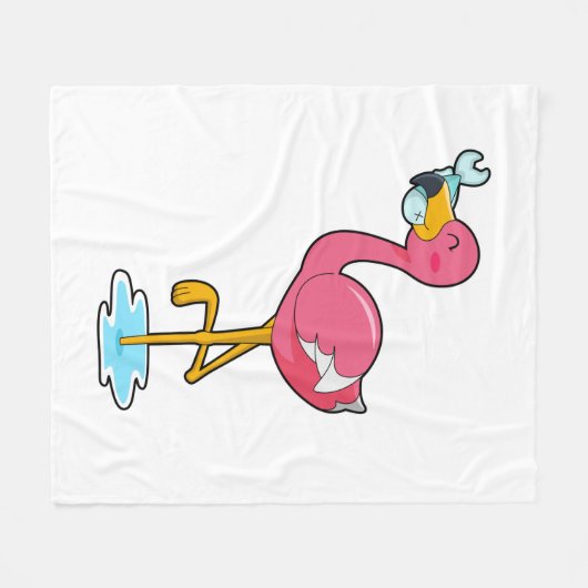 Flamingo met vis fleece deken (Voorkant (Horizontaal))