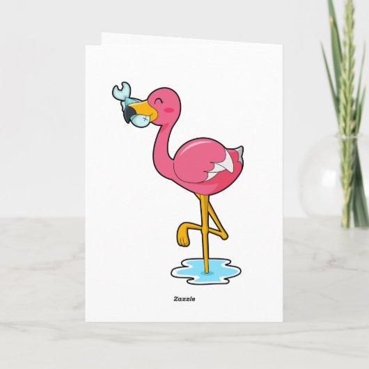 Flamingo met vis kaart (Achterkant)