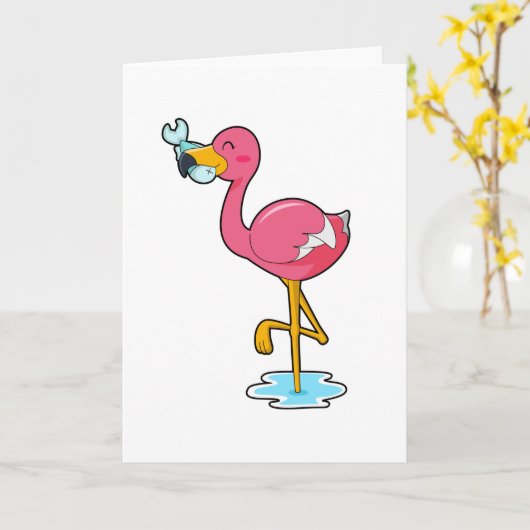 Flamingo met vis kaart (Gele Bloem)
