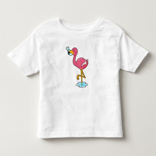 Flamingo met vis kinder shirts (Voorkant)