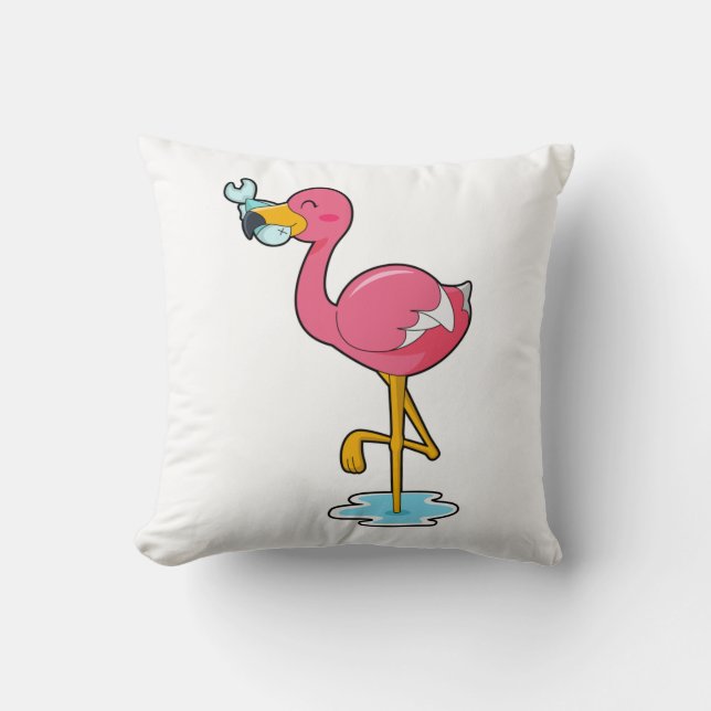 Flamingo met vis kussen (Voorkant)