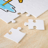 Flamingo met vis legpuzzel (Zijkant)