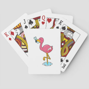 Flamingo met vis pokerkaarten