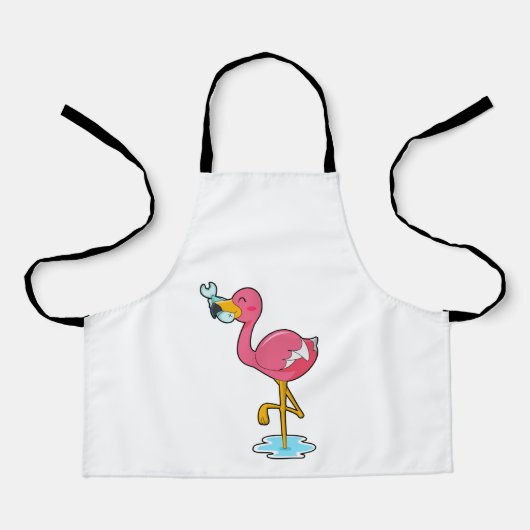 Flamingo met vis schort (Voorkant)