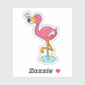 Flamingo met vis sticker (Vel)