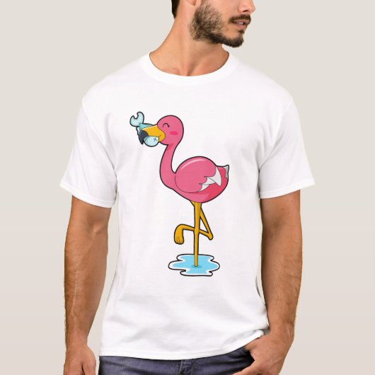 Flamingo met vis t-shirt (Voorkant)