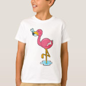 Flamingo met vis t-shirt (Voorkant)