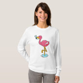 Flamingo met vis t-shirt (Voorkant volledig)