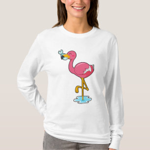 Flamingo met vis t-shirt
