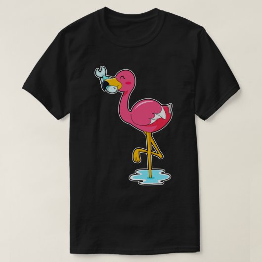 Flamingo met vis t-shirt (Design voorkant)