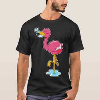 Flamingo met vis t-shirt