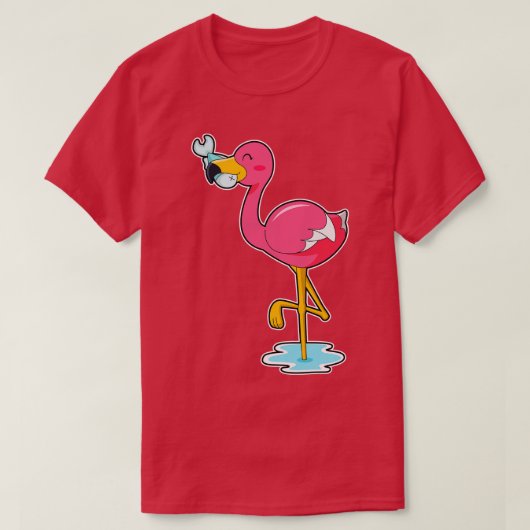 Flamingo met vis t-shirt (Design voorkant)