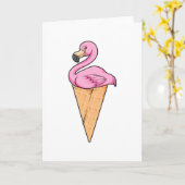 Flamingo met wafel van ijs kaart (Gele Bloem)