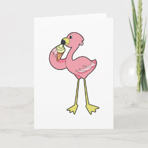 Flamingo met Waffel ijs Kaart