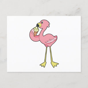 Flamingo met Waffle-ijs Briefkaart