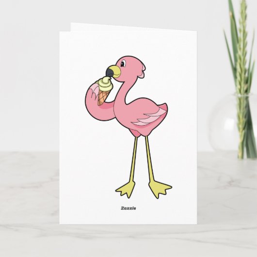 Flamingo met Waffle-ijs Kaart (Achterkant)