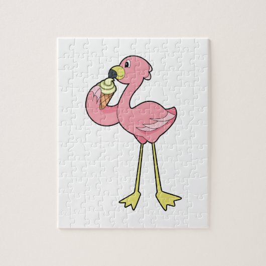 Flamingo met Waffle-ijs Legpuzzel (Verticaal)