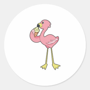 Flamingo met Waffle-ijs Ronde Sticker