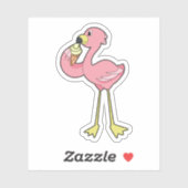 Flamingo met Waffle-ijs Sticker (Vel)