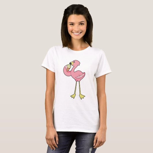 Flamingo met Waffle-ijs T-shirt (Voorkant volledig)