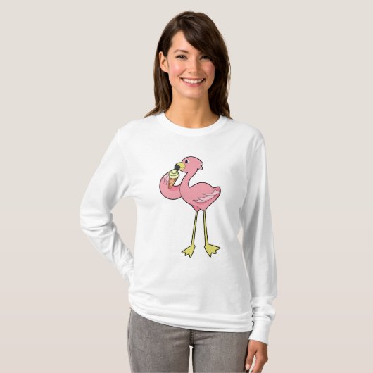 Flamingo met Waffle-ijs T-shirt (Voorkant volledig)