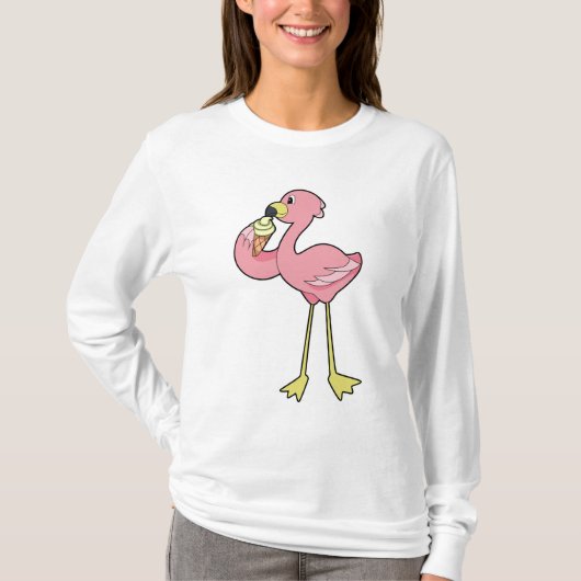 Flamingo met Waffle-ijs T-shirt (Voorkant)