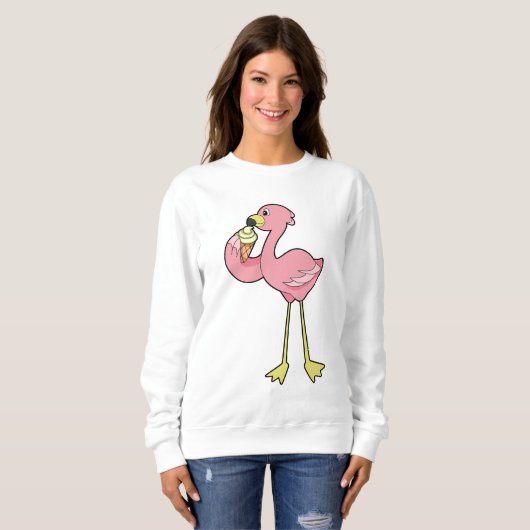Flamingo met Waffle-ijs Trui (Voorkant volledig)